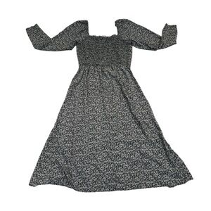 Mi Ami forest green & white long sleeved midi dress, off the shoulder, M.